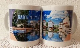 Zwei Tassen, bedruckt mit einer Fotografie der Kreuznacher Brückenhäuser