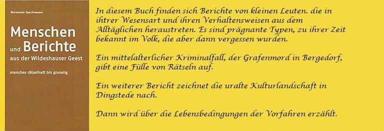 Menschen und Berichte aus der Wildeshauser Geest

Isensee Verlag, 2019
ISBN: 978-3-7308-15687-0
EUR 14,90