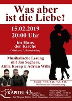 "Was aber ist die Liebe?" Texte und Musik mit Jan Seghers, Atilla Korap & Adrian Wille
