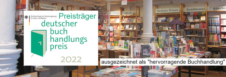 Foto: Laden Innenraum mit Textfeld: Preisträger deutscher Buchhandelspreis